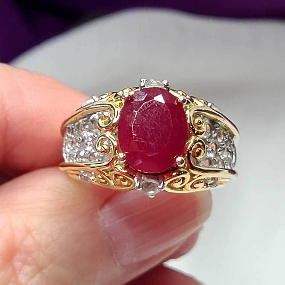 Sterling Silver Vermeil Ruby Ring - image 8